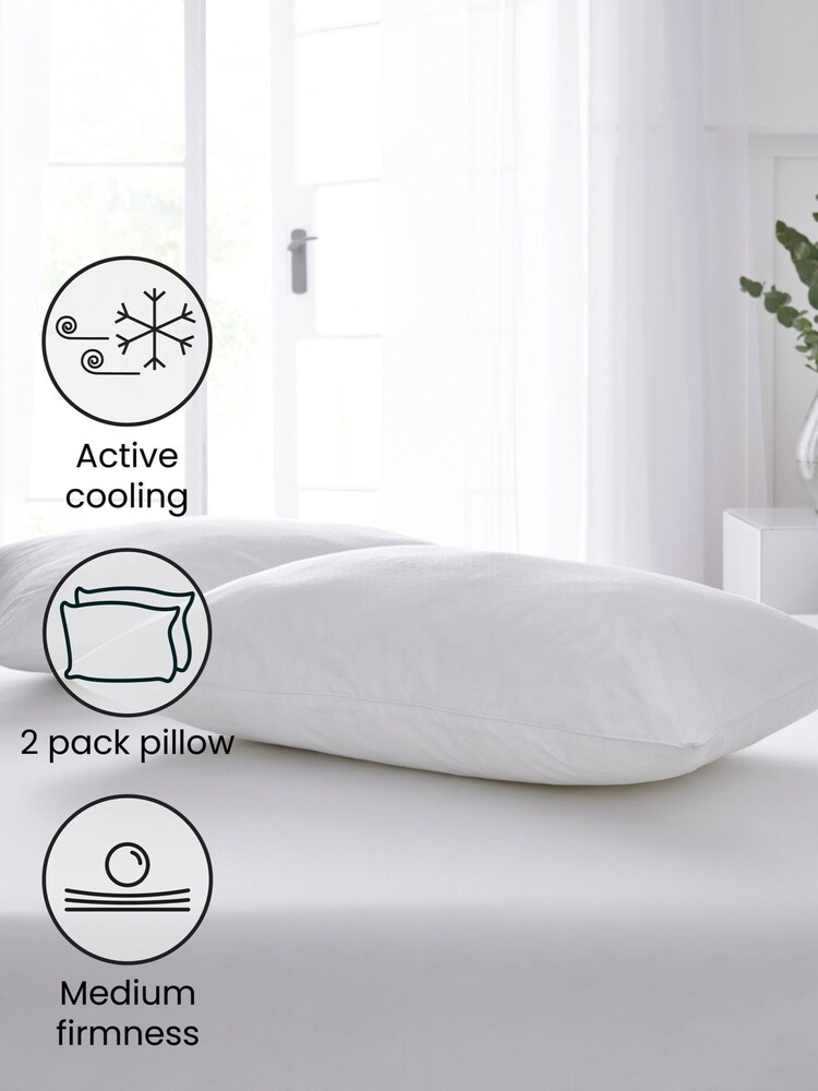Set of 2 Fresh Cooling Medium 100% Cotton Pillows - Image 4 of 5