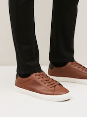 Tan Brown Regular Fit Perforated Side Trainers - Image 1 of 5