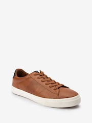 Tan Brown Regular Fit Perforated Side Trainers - Image 3 of 5