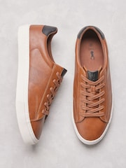 Tan Brown Regular Fit Perforated Side Trainers - Image 5 of 5