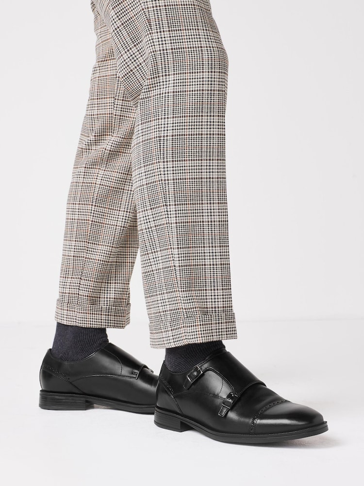Black Signature Leather Double Monk Strap Shoes - Image 1 of 6