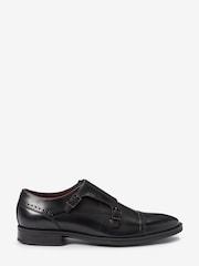 Black Signature Leather Double Monk Strap Shoes - Image 3 of 6