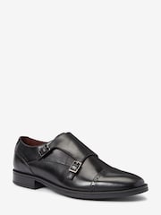 Black Signature Leather Double Monk Strap Shoes - Image 4 of 6