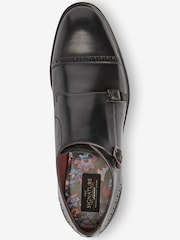 Black Signature Leather Double Monk Strap Shoes - Image 5 of 6