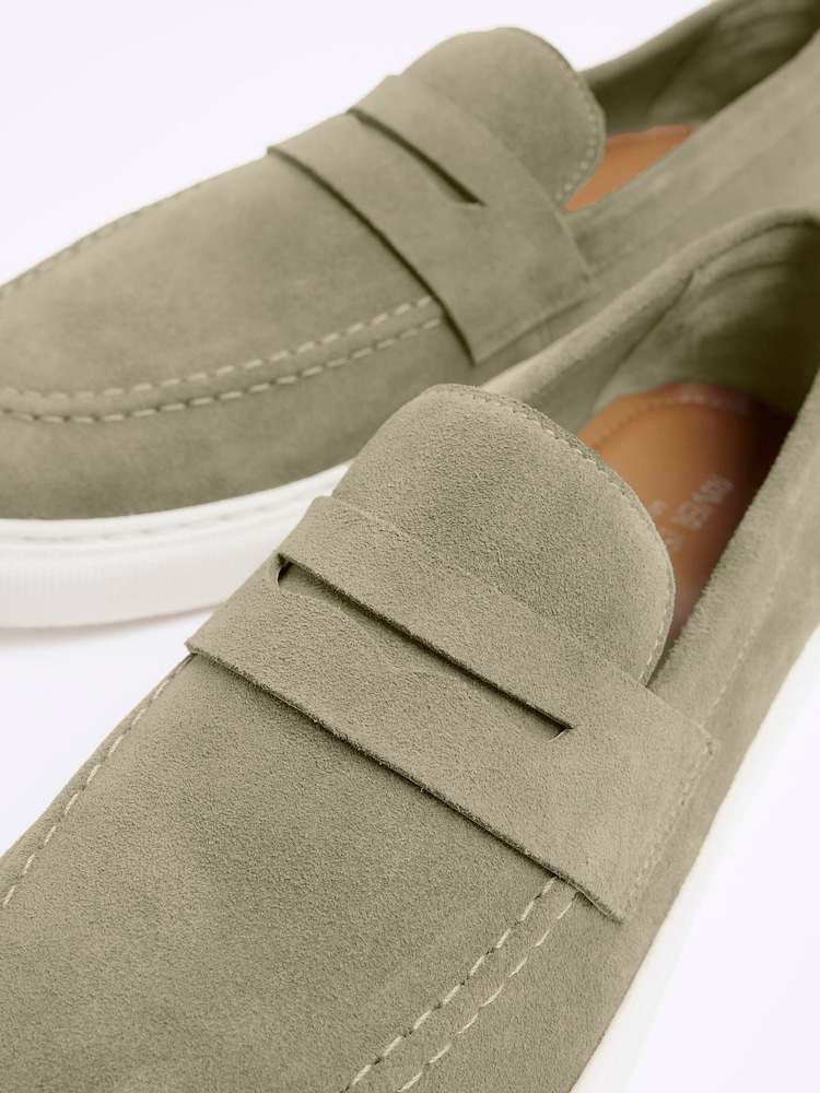 River Island Green Suede Loafers - Image 4 of 4 River Island Green Suede Loafers - Image 4 of 4