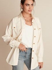 Rochelle Ecru White Oversized Denim Shirt - Image 1 of 2