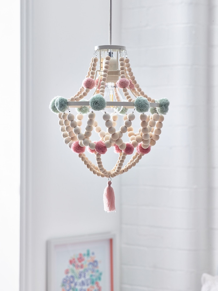 Pink Tahlia Pom Pom Easy Fit Chandelier Light shade - Image 2 of 6