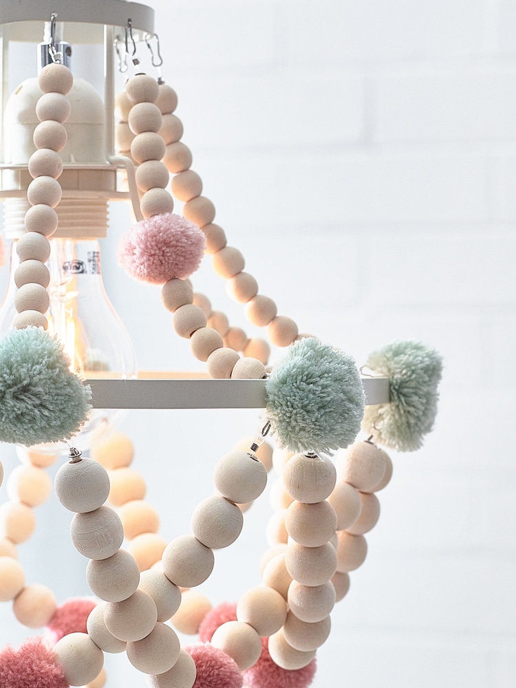 Pink Tahlia Pom Pom Easy Fit Chandelier Light shade - Image 3 of 6
