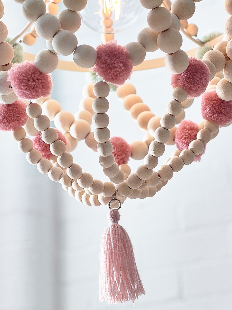 Pink Tahlia Pom Pom Easy Fit Chandelier Light shade - Image 4 of 6