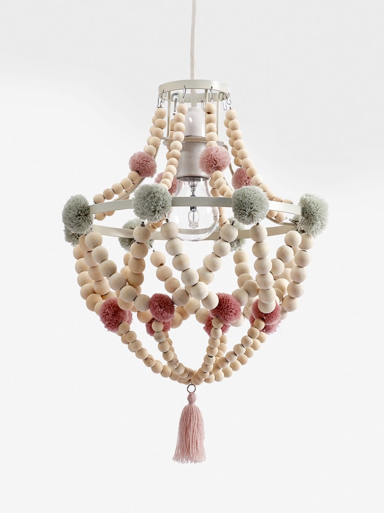 Pink Tahlia Pom Pom Easy Fit Chandelier Light shade - Image 5 of 6