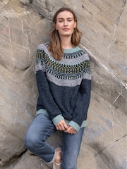 Celtic & Co. Blue Float Stitch Yoke Donegal Jumper - Image 1 of 8