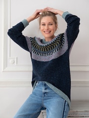 Celtic & Co. Blue Float Stitch Yoke Donegal Jumper - Image 2 of 8