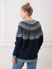 Celtic & Co. Blue Float Stitch Yoke Donegal Jumper - Image 3 of 8