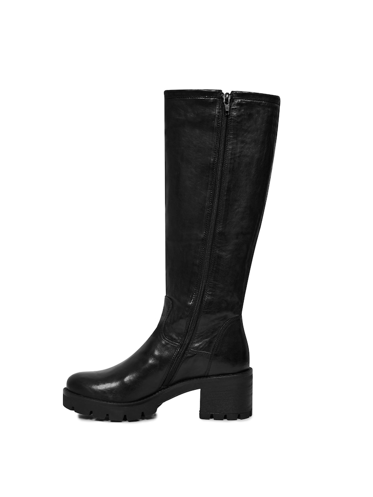 Celtic & Co. Womens Black Biker Knee Boots - Image 1 of 5
