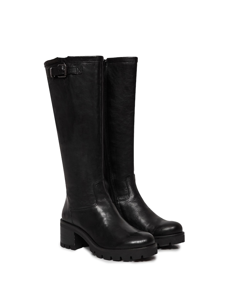 Celtic & Co. Womens Black Biker Knee Boots - Image 2 of 5