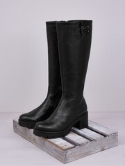 Celtic & Co. Womens Black Biker Knee Boots - Image 4 of 5