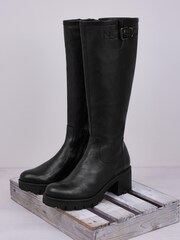 Celtic & Co. Womens Black Biker Knee Boots - Image 5 of 5