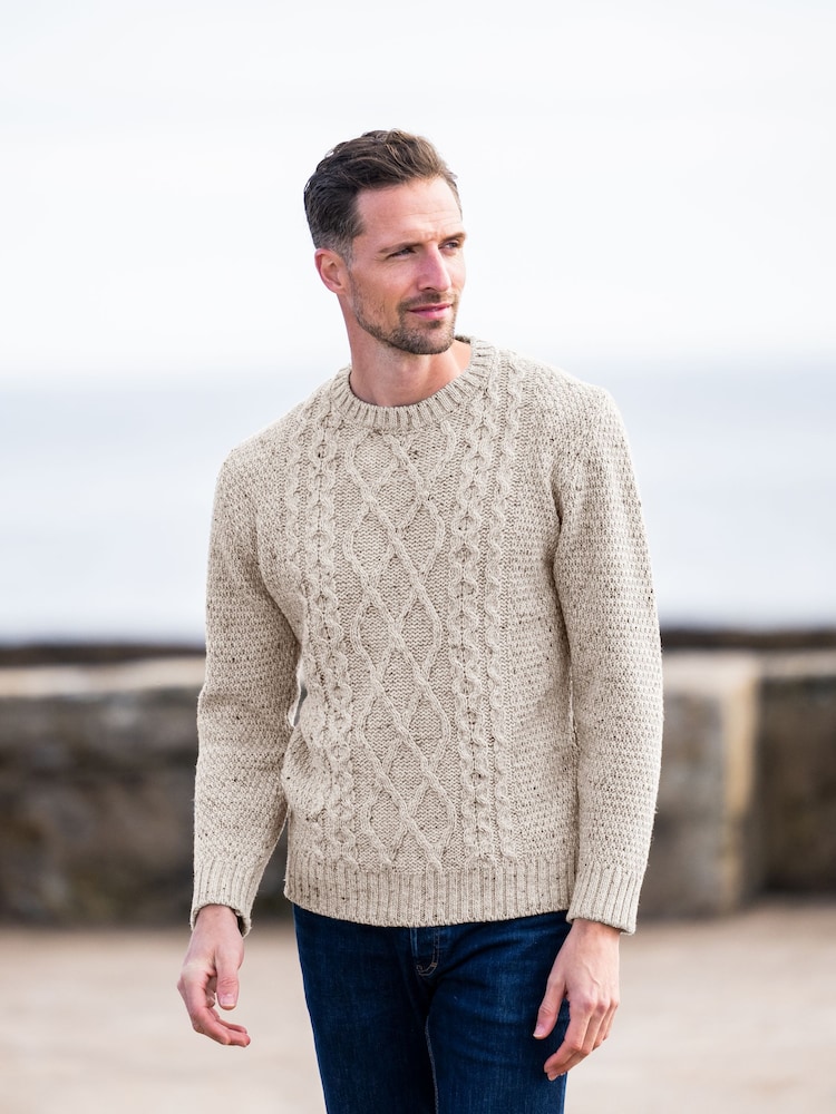 Бежевый - Celtic & Co. Cable Crew Neck Jumper - Image 1 of 3