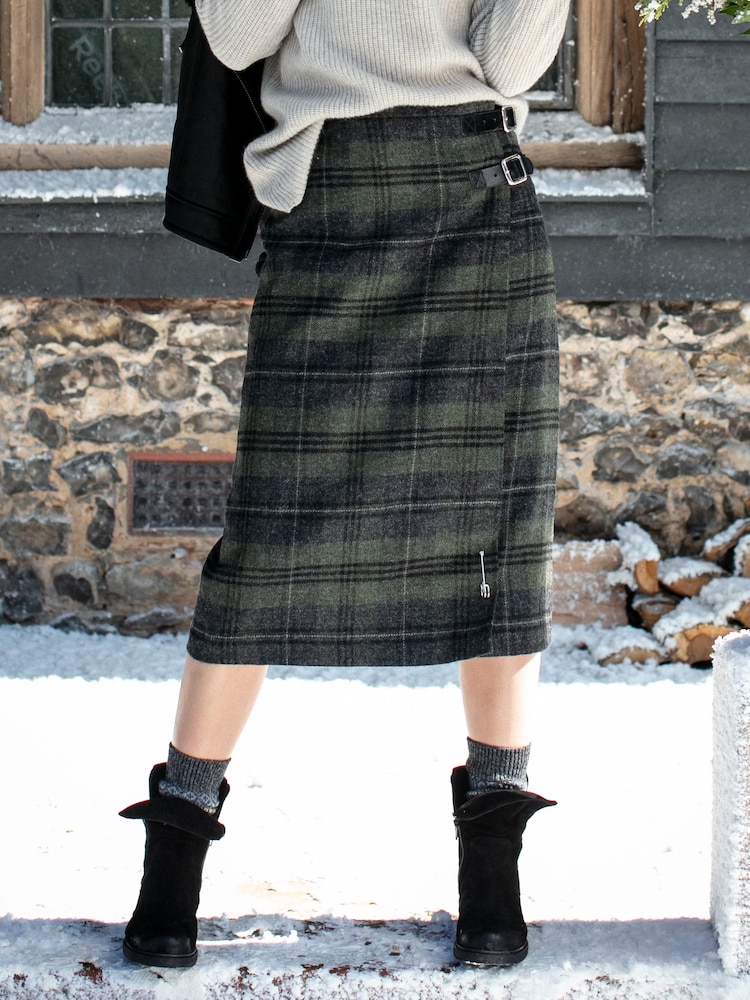 Бутылочно-зеленый - Celtic & Co. Midi Celt Kilt Skirt - Изображение 1 из 3