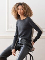 Celtic & Co Grey Fine Knit Merino Crew Neck Jumper - Image 1 of 3