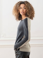 Celtic & Co Grey Fine Knit Merino Crew Neck Jumper - Image 2 of 3