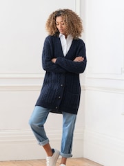 Celtic & Co Blue Cable Boyfriend Cardigan - Image 1 of 5