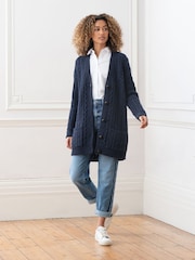 Celtic & Co Blue Cable Boyfriend Cardigan - Image 3 of 5