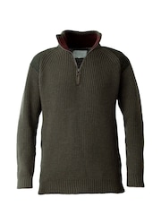 Зеленый - Celtic & Co.. Мужской зеленый джемпер с ребристой молнией - Image 3 of 4