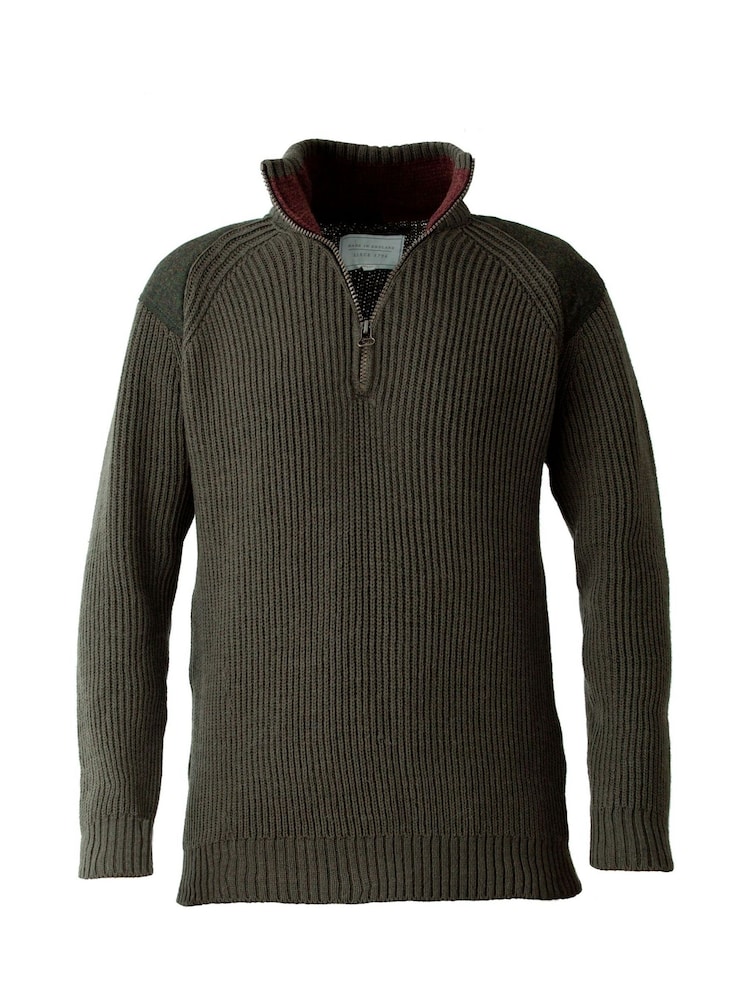 Celtic & Co. Mens Green Ribbed Half Zip Jumper - Image 3 of 4