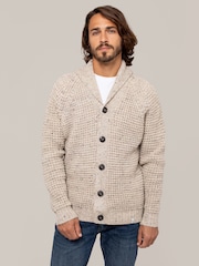 Naravni - Celtic & Co.. Moški z vafljasto strukturo Stitch pletena jopa - Slika 1 iz 4