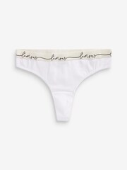 Cream/Black/Pink/White Thong Cotton Rich Logo Knickers 4 Pack - Image 4 of 9