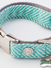 Hugo & Hudson Aqua Blue Herringbone Dog Collar - Image 3 of 4