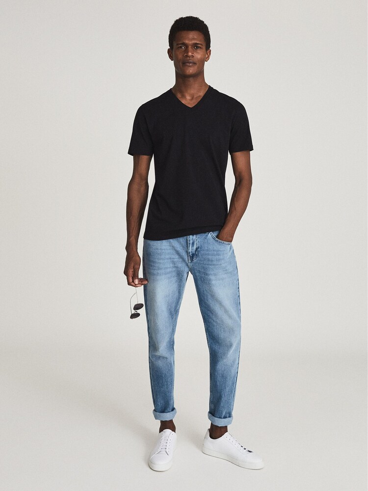 Reiss Black Dayton Regular Fit V-neck T-shirt - Image 1 of 5