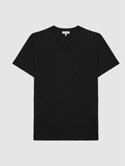Reiss Black Dayton Regular Fit V-neck T-shirt - Image 2 of 5