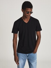 Reiss Black Dayton Regular Fit V-neck T-shirt - Image 3 of 5