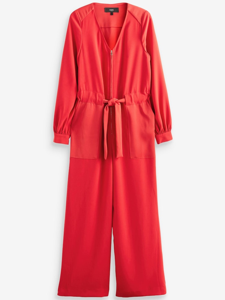 Rot - Wide-Leg-Jumpsuit aus Krepp - Bild 1 von 1 Rot - Wide-Leg-Jumpsuit aus Krepp - Bild 1 von 1