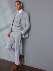Light Grey Slim Fit Signature TG Di Fabio Wool Rich Puppytooth Suit: Jacket - Image 3 of 5