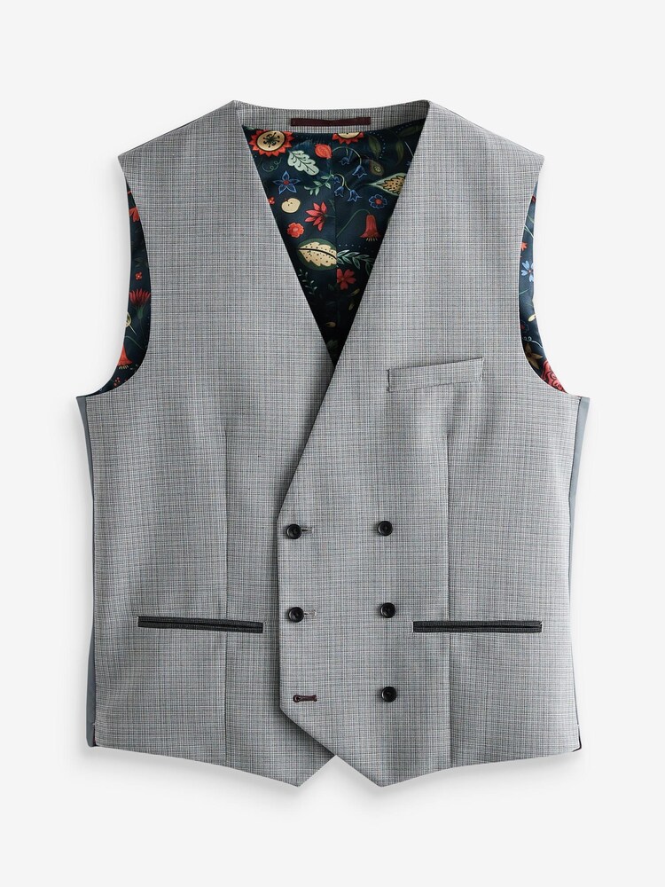 Light Grey Signature TG Di Fabio Wool Rich Puppytooth Suit: Waistcoat - Image 2 of 5