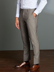 Taupe Slim Fit Signature Tollegno Wool Suit: Trousers - Image 1 of 7