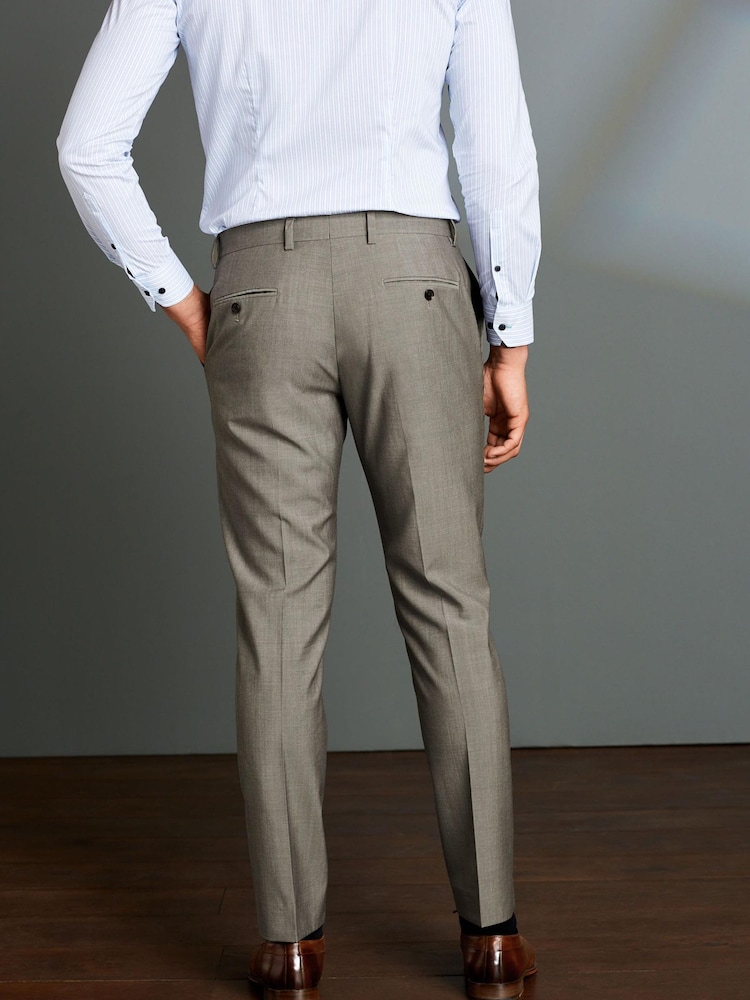 Taupe Slim Fit Signature Tollegno Wool Suit: Trousers - Image 2 of 7