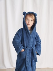 The White Company 100% Cotton Blue Dressing Gown With Ears - Image 1 of 3
