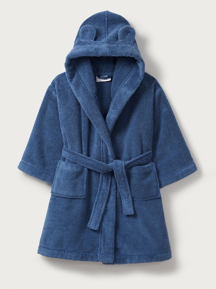 The White Company 100% Cotton Blue Dressing Gown With Ears - Image 2 of 3