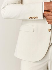 Ecru White Skinny Motion Flex Stretch Suit Jacket - Image 5 of 10
