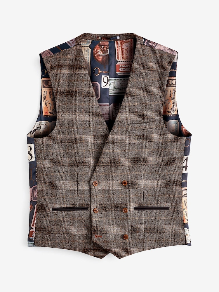 Brown Check Suit Waistcoat - Image 1 of 3