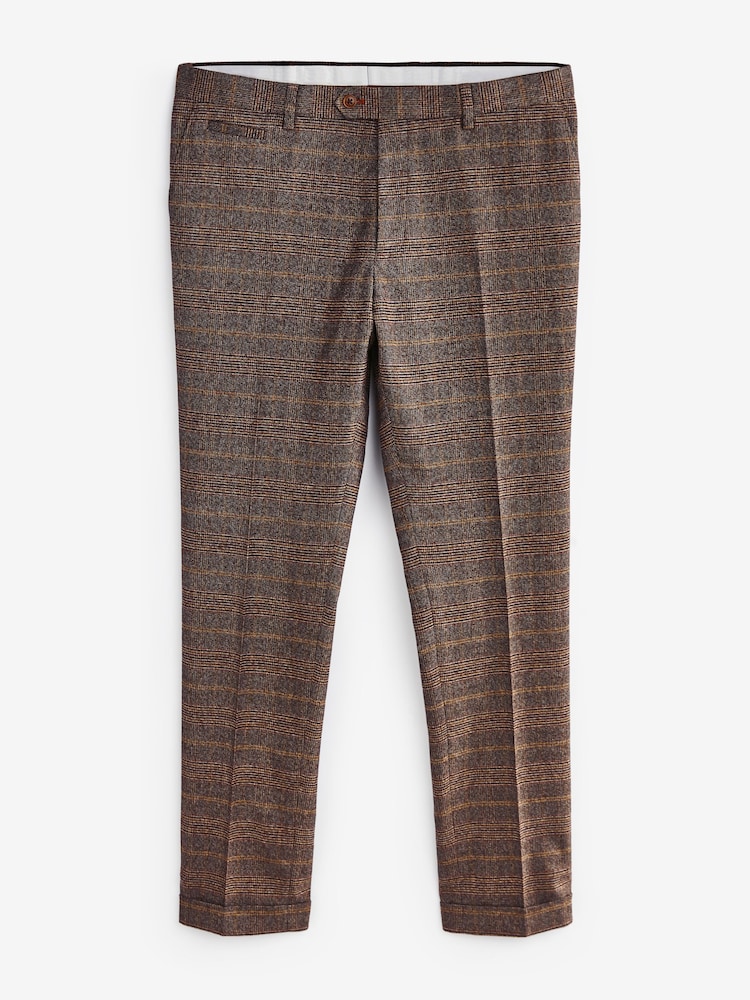 Brown Skinny Fit Check Suit: Trousers - Image 1 of 1 Brown Skinny Fit Check Suit: Trousers - Image 1 of 1