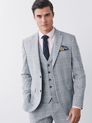 Light Grey Skinny Fit Check Suit: Jacket - Image 1 of 5