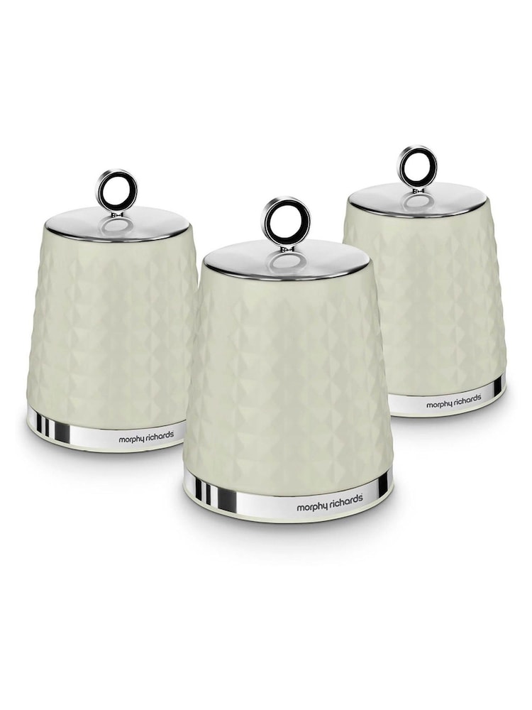 Morphy Richards Set of 3 Cream Dimensions Canisters - Image 1 of 1