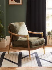Plush Chenille Moss Green Flinton Wooden Accent Chair - Image 1 of 10