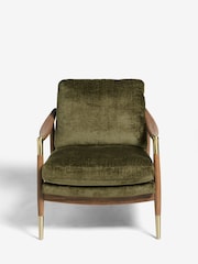 Plush Chenille Moss Green Flinton Wooden Accent Chair - Image 4 of 10