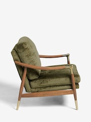 Plush Chenille Moss Green Flinton Wooden Accent Chair - Image 7 of 10